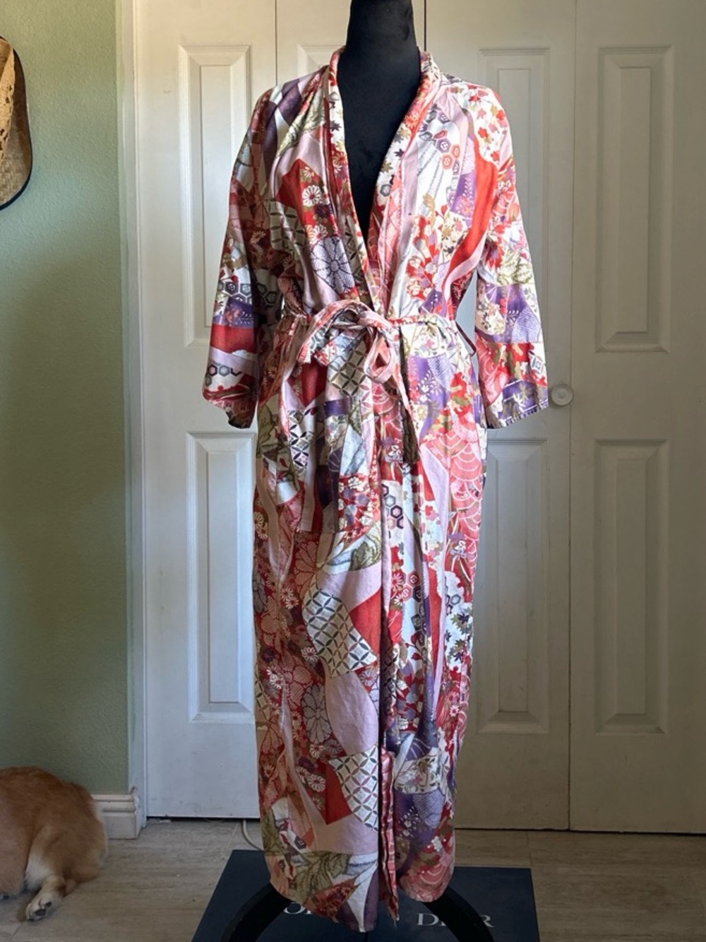 Abstract Geometric Floral Kimono Robe - Picture 7 of 9